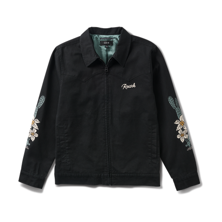 Long-sleeved black active shirt with collar and pocket detail, ideal for outdoor adventures and travel, by Roark
